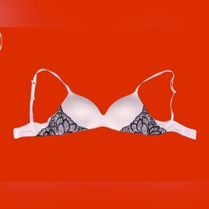 Auden White Bra with Black Lace Detail